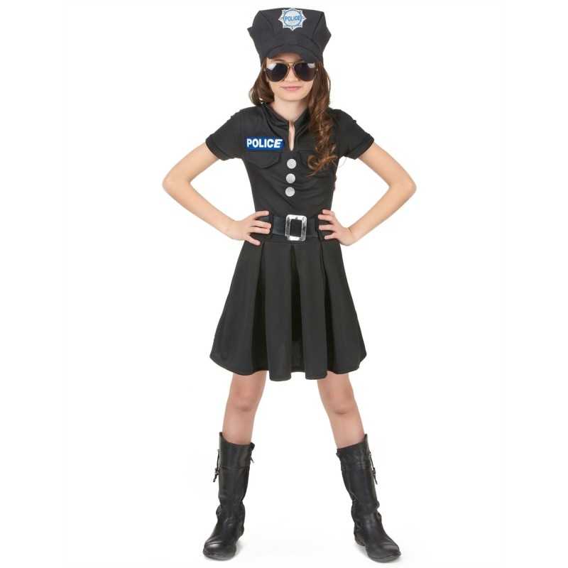DEGUISEMENT POLICIERE ROBE NOIRE TAILLE 10-12 ANS