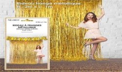 RIDEAU A FRANGE METALIQUE OR 2 M DE HAUT X 1 M