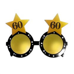 LUNETTES ETOILE ANNIVERSAIRE 60 ANS NOIR ET OR 