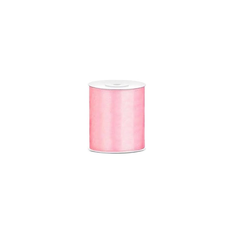 RUBAN SATIN ROSE  100 MM X 25 M