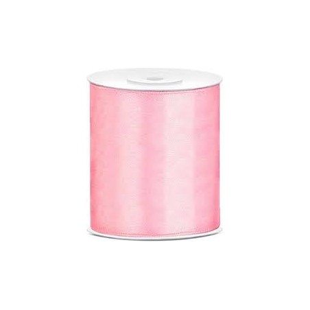 RUBAN SATIN ROSE  100 MM X 25 M