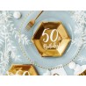 6 ASSIETTES HEXAGONALES EN CARTON  50 TH BIRTHDAY 20 X 17 CM