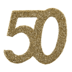 6 CONFETTIS PAILLETTES OR 50 ANS
