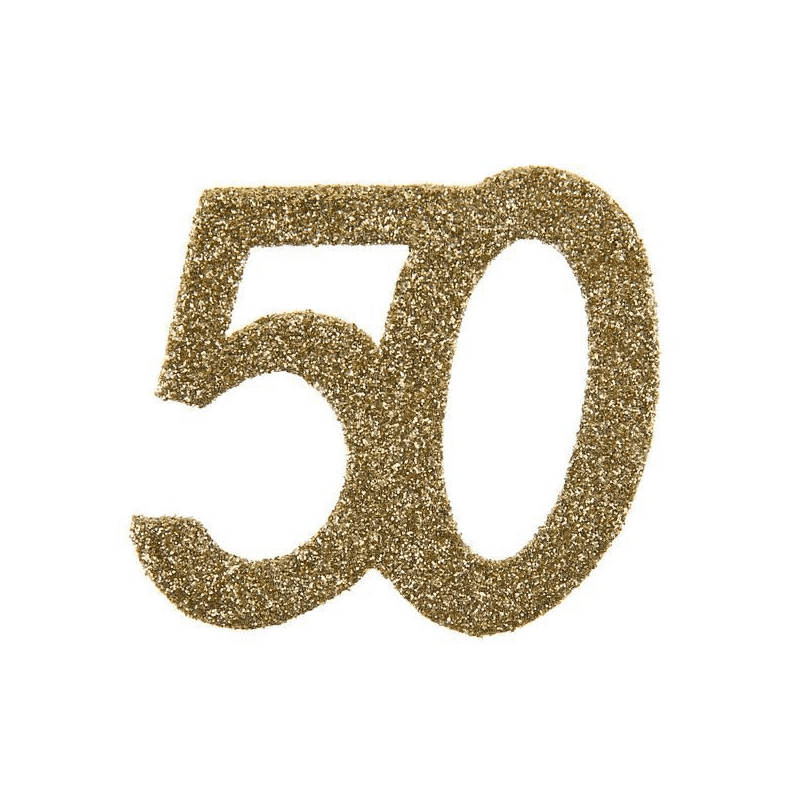 6 CONFETTIS PAILLETTES OR 50 ANS