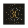 10 SERVIETTES  ETINCELANT METAL OR 30 ANS NOIR 