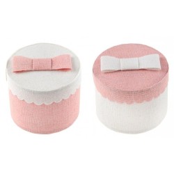 SACHET DE 4 BOITE RONDE ROSE 5 CM 