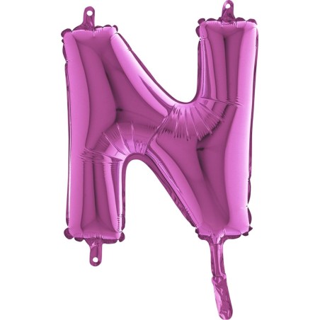 BALLON METALLIQUE LETTRE N FUSHIA 35 CM