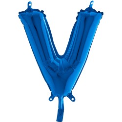 BALLON METALLIQUE LETTRE V BLEU 35 CM