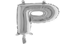 BALLON METALLIQUE LETTRE M ARGENT 35 CM