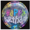 BALLON BOBO BUBBLE HAPPY BIRTHDAY MULTICOLORE 45 CM 