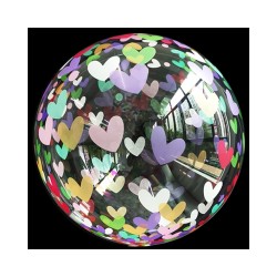 BALLON BOBO BUBBLE AVEC DES COEURS DIFFERENTES COULEURS 45 CM 