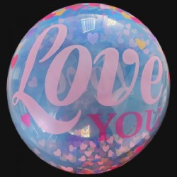 BALLON BOBO BUBBLE AVEC DES COEURS ET LOVE 45 CM 