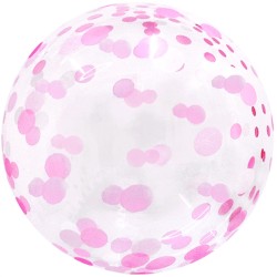 BALLON DECOBUBBLE GRAND CONFETTIS ROSE   45 CM 