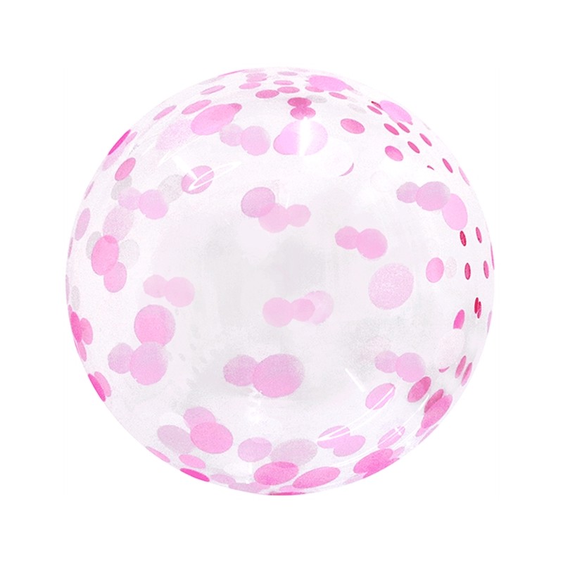 BALLON DECOBUBBLE GRAND CONFETTIS ROSE   45 CM 