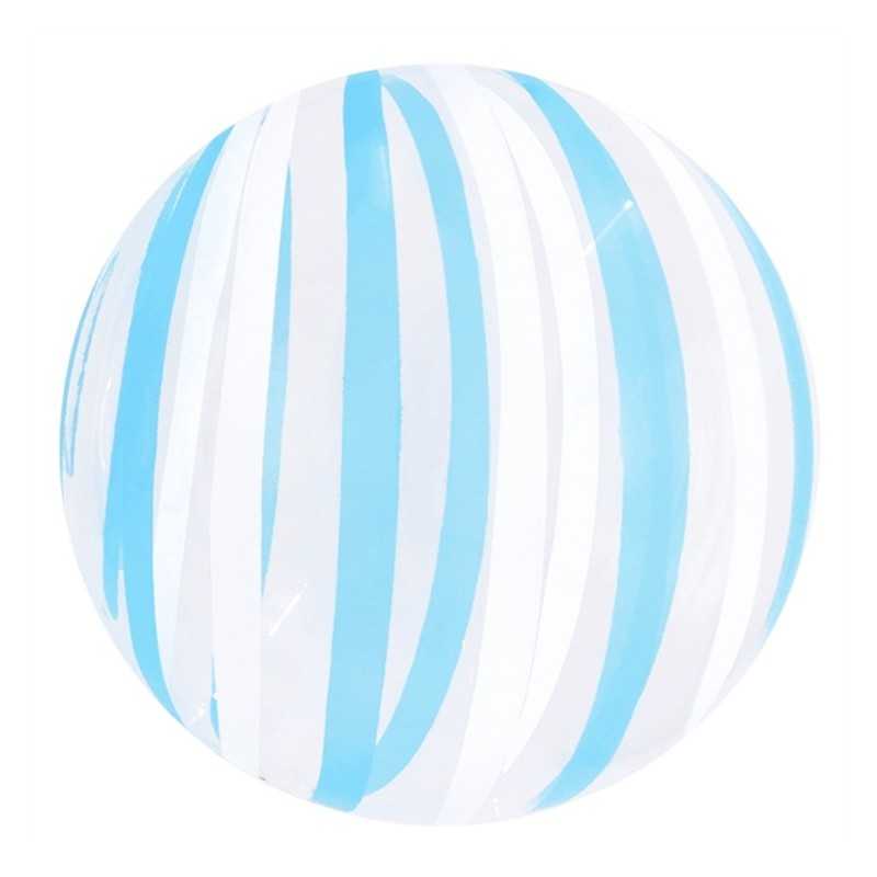BALLON BOBO BUBBLE STRIES BLEU ET BLANC 45 CM 