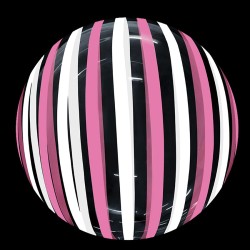 BALLON BOBO BUBBLE STRIES ROSE ET BLANC  45 CM 