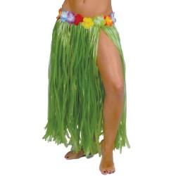 JUPE HAWAIENNE FLEURS 75 CM VERTE