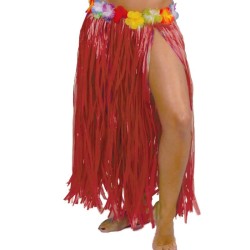 JUPE HAWAIENNE FLEURS 75 CM ROUGE