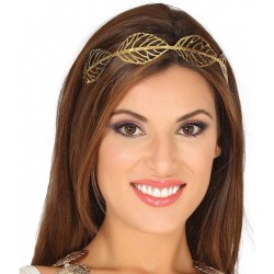 DIADEME FEUILLES METAL DOREE
