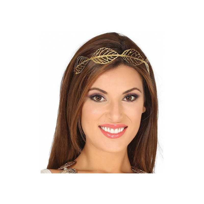 DIADEME FEUILLES METAL DOREE