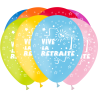 8 BALLONS LATEX VIVE LA RETRAITE COULEURS ASSORTIS 11 "