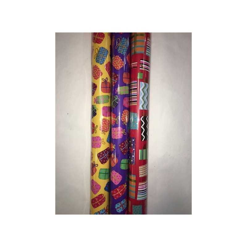 PAPIER CADEAU 3 COULEURS ASSORTIES REGALITO 70 X 200 CM