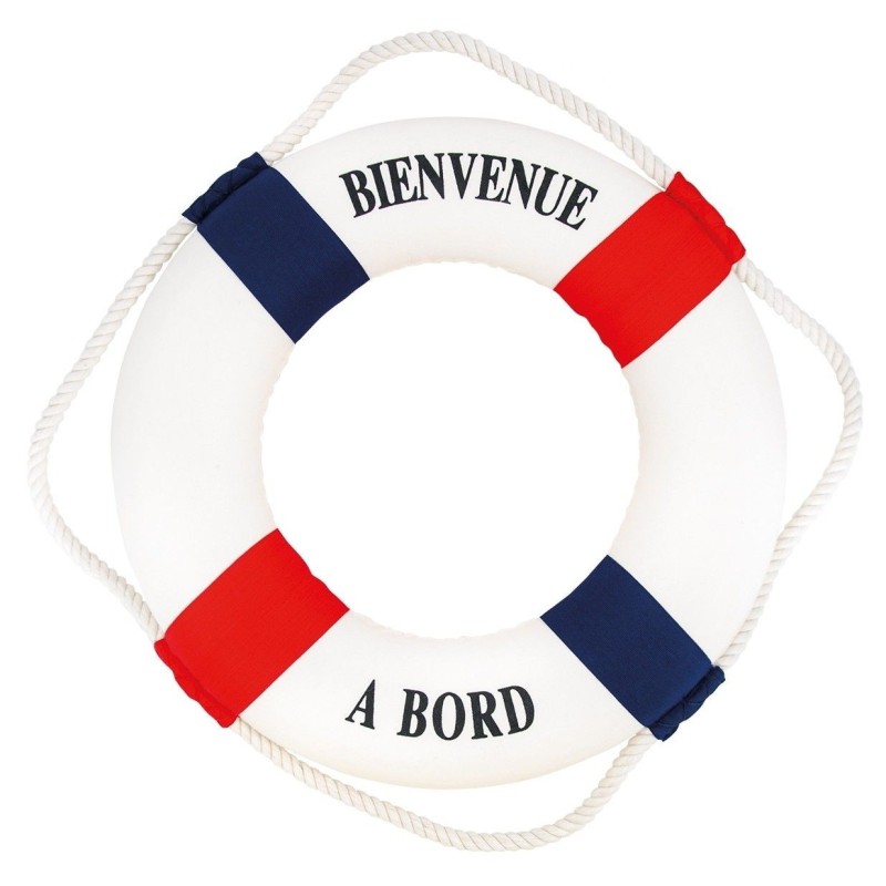 BOUEE BIENVENUE A BORD BLEU ROUGE DIA 15  CM  BOUEE BIENVENUE A BORD BLEU ROUGE DIA 15  CM