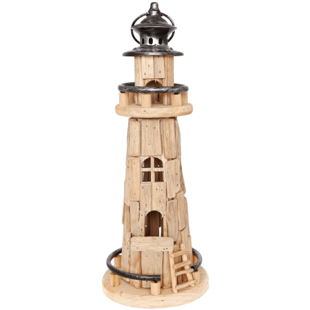 PHARE BOIS ET METAL 17 X 42 CM 