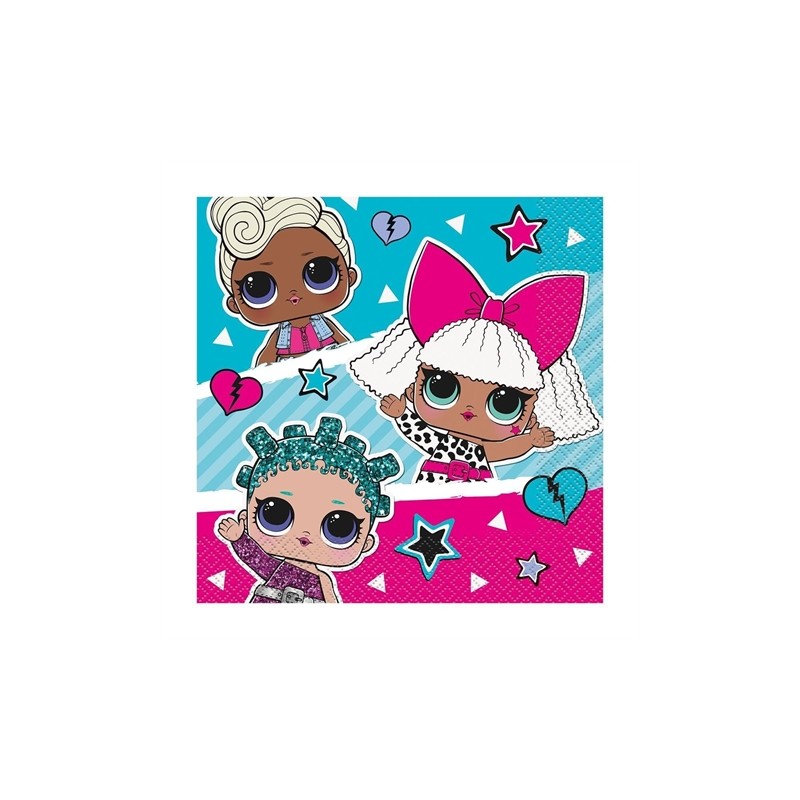 20 SERVIETTES POUPEE LOL SURPRISE 33 X 33 CM 