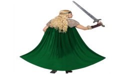 DEGUISEMENT FEMME VIKING MARRON AVEC CAPE VERTE TAILLE XS