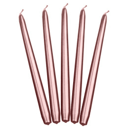 10 BOUGIES FLAMBEAU ROSE GOLD METAL 24 CM 