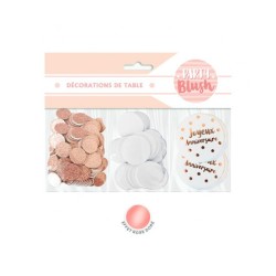 CONFETTIS BLANC ET ROSE GOLD  JOYEUX ANNIVERSAIRE 