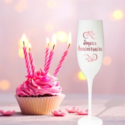 FLUTE BLANCHE JOYEUX ANNIVERSAIRE EN ROSE GOLD