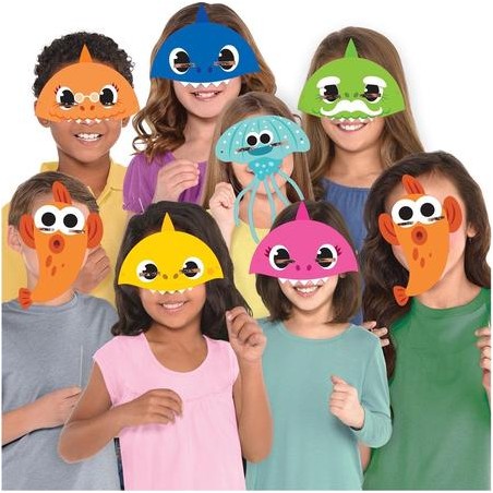 8 MASQUES EN CARTON BABY SHARK