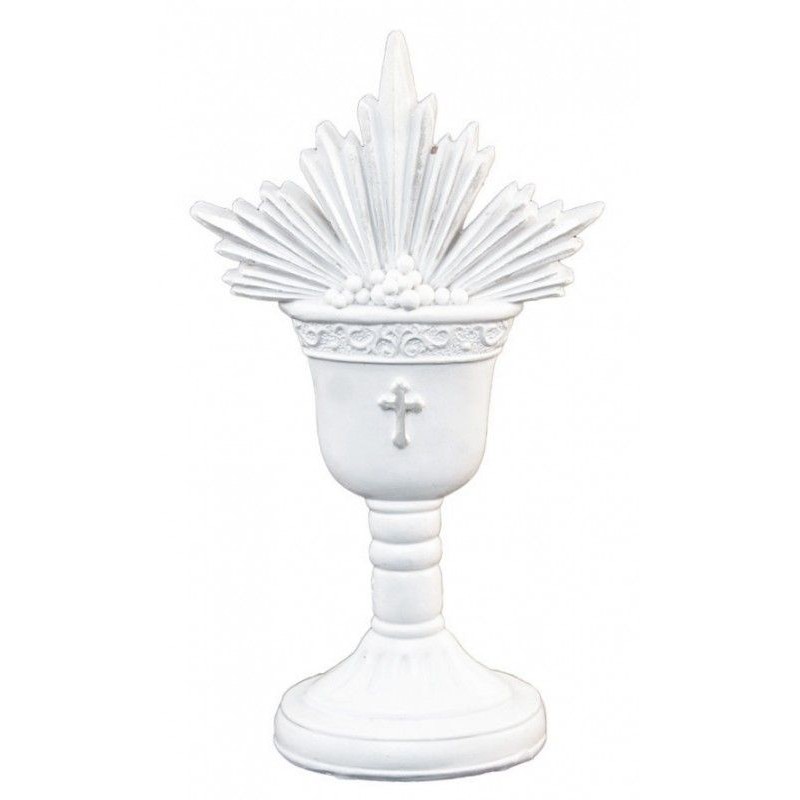 CALICE COMMUNION BLANC RESINE 8.1 X 4.5 X 14.8 CM 