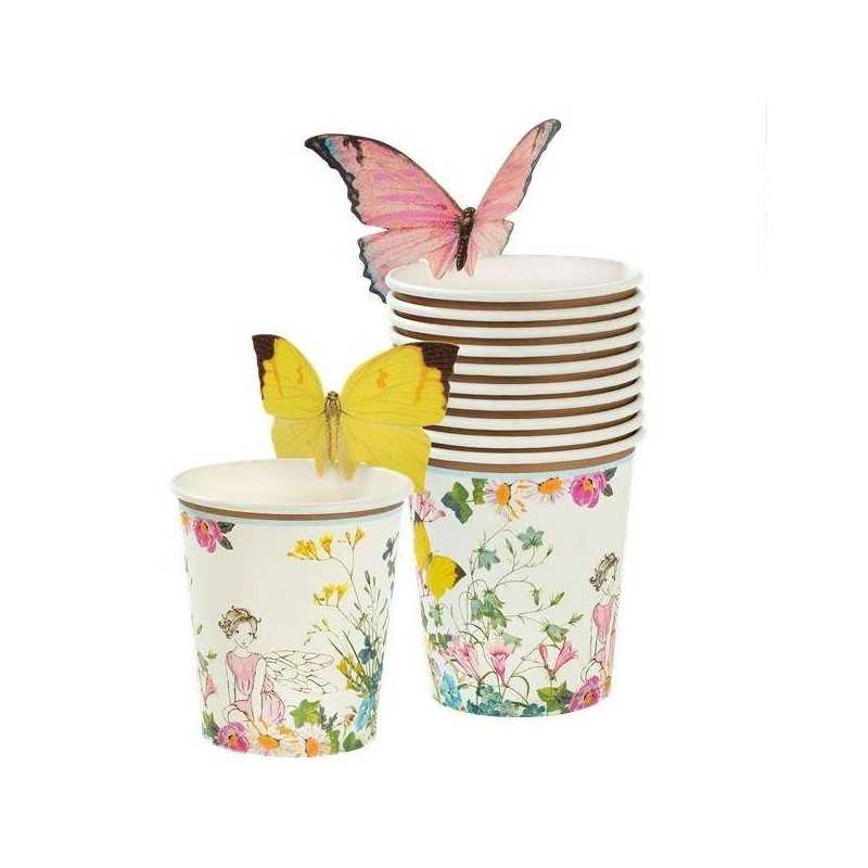 12 GOBELETS TEA PARTY PAPILLONS 200 ML