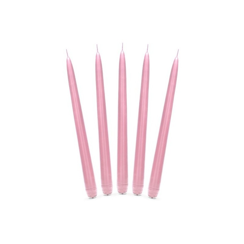 10 BOUGIES FLAMBEAU ROSE CLAIRE 24 CM 