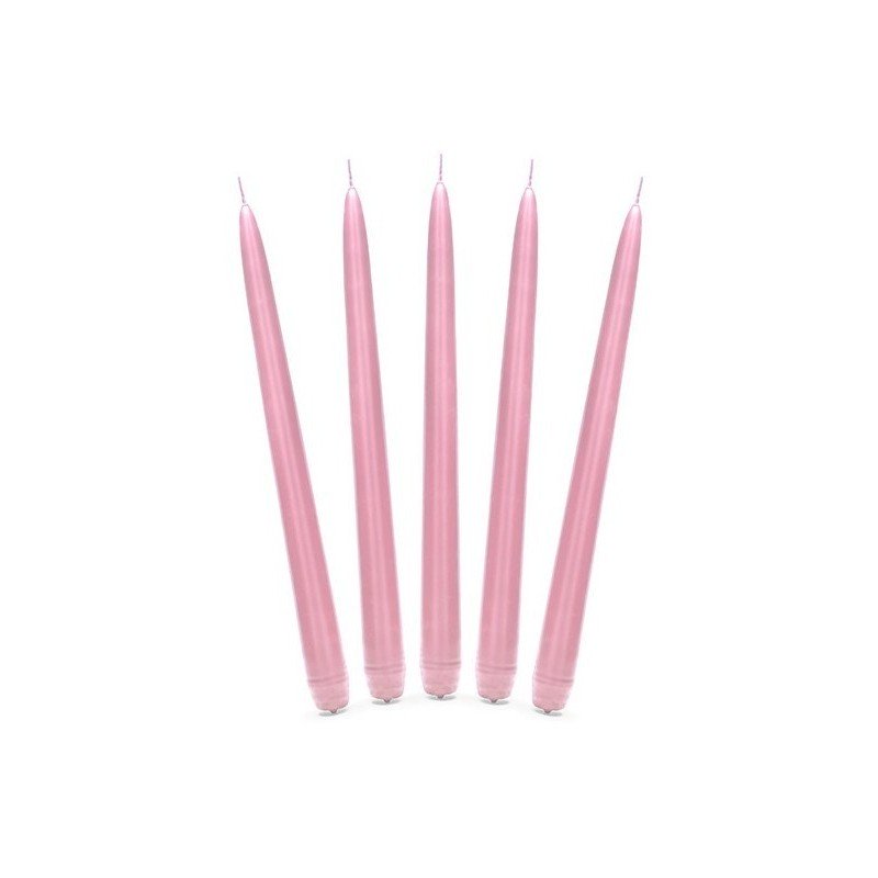 10 BOUGIES FLAMBEAU ROSE CLAIRE 24 CM 