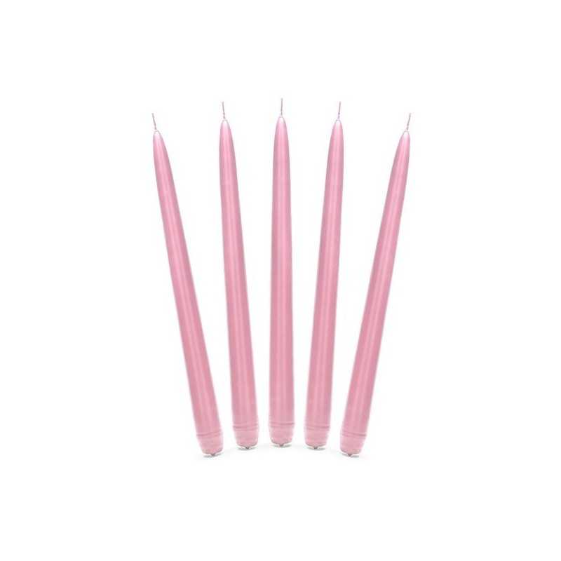 10 BOUGIES FLAMBEAU ROSE CLAIRE 24 CM 