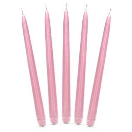 10 BOUGIES FLAMBEAU ROSE CLAIRE 24 CM 