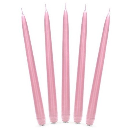 10 BOUGIES FLAMBEAU ROSE CLAIRE 24 CM 