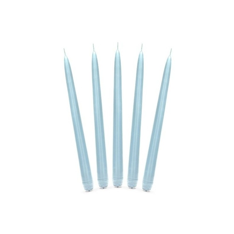 10 BOUGIES FLAMBEAU BLEU CLAIRE 24 CM