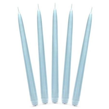 10 BOUGIES FLAMBEAU BLEU CLAIRE 24 CM