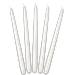 10 BOUGIES FLAMBEAU BLANCHE BRILLANT  24 CM 