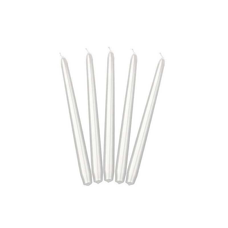 10 BOUGIES FLAMBEAU BLANCHE BRILLANT 24 CM 