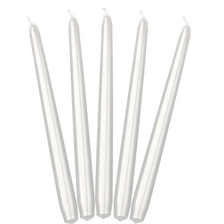 10 BOUGIES FLAMBEAU BLANCHE BRILLANT  24 CM 