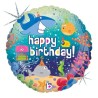 BALLON METALLIQUE ROND OCEAN HOLOGRAMME HAPPY BIRTHDAY 18 " 46 CM