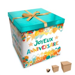 BOITE JOYEUX ANNIVERSAIRE  10 X 10 CM 