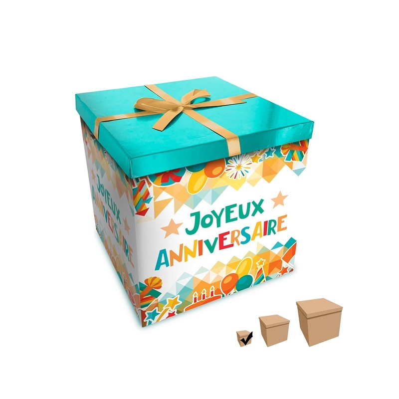 BOITE JOYEUX ANNIVERSAIRE  10 X 10 CM 