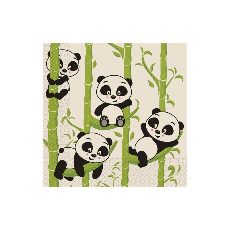 20 SERVIETTES PANDA 33 X 33 CM 